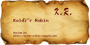 Kolár Robin névjegykártya